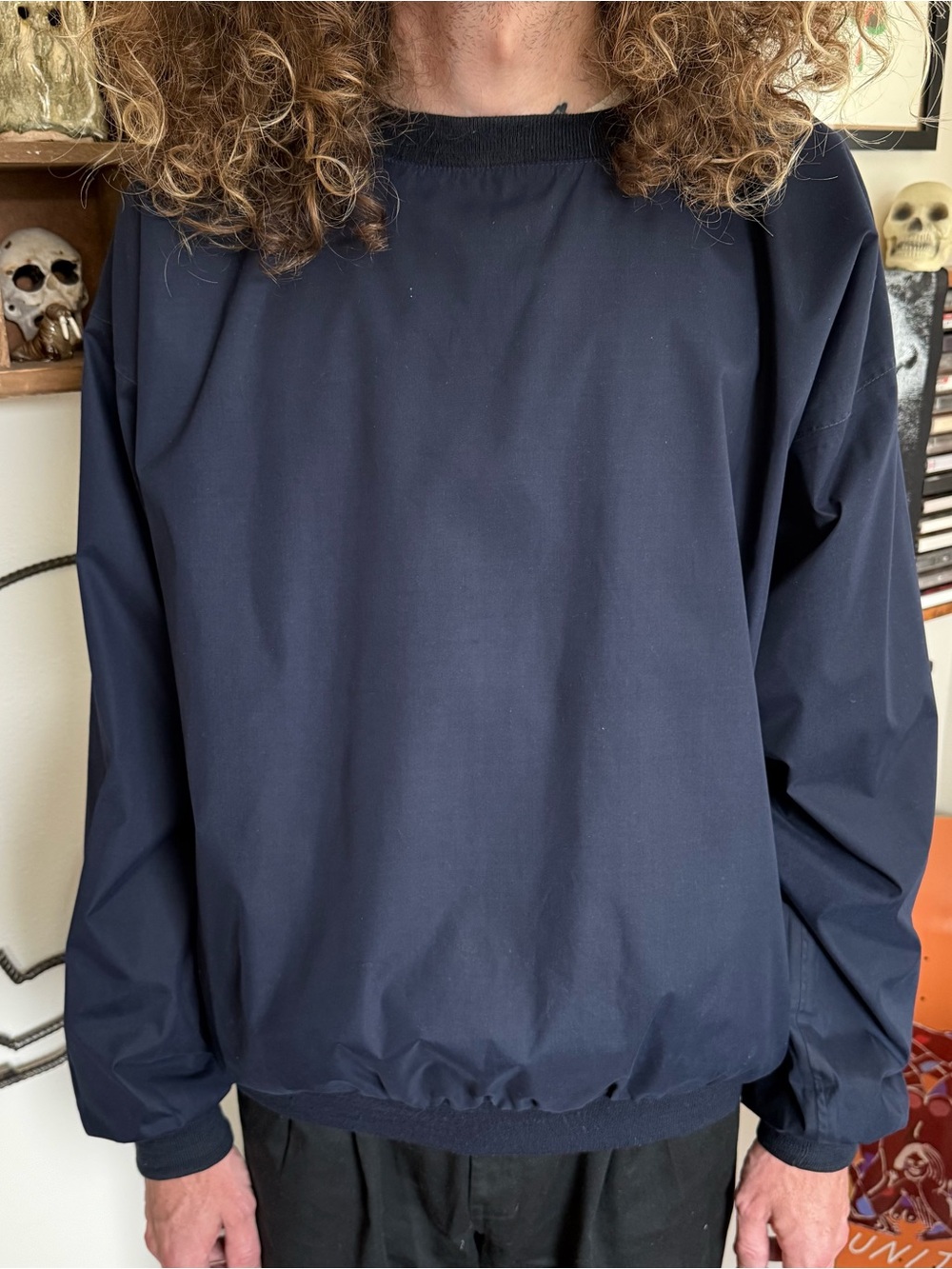Vintage 80s Navy Blue Lined Warmup Jacket Duckster ~ Size Medium